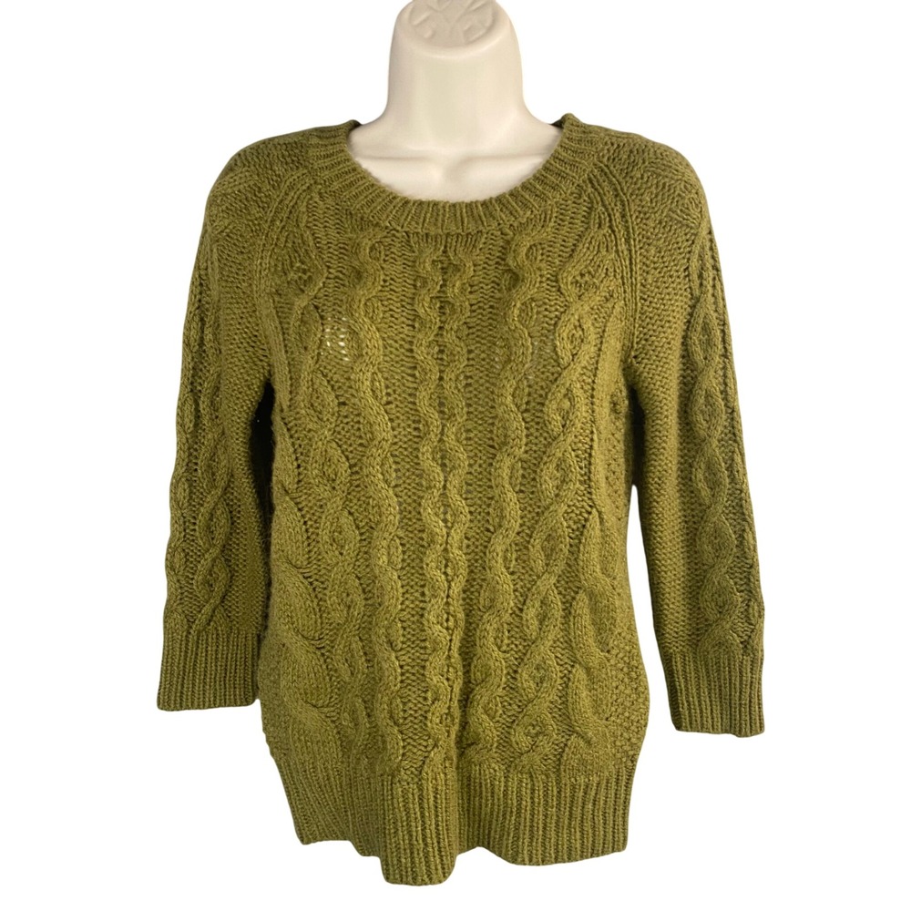 J Crew Cable Knit Sweater Women XS Merino Wool Blend Old Money Luxury Parisian